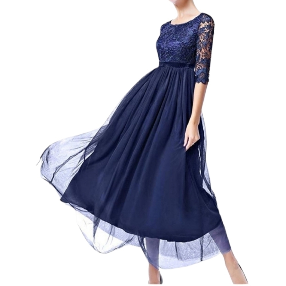 Plus size Women's Evening (party) dress navy blue - Picture 1 of 5